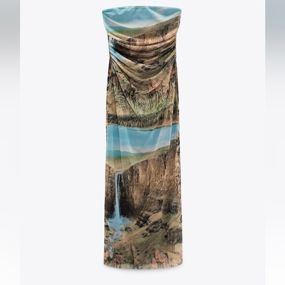 ZARA PRINTED TULLE DRESS - Picture 6 of 9